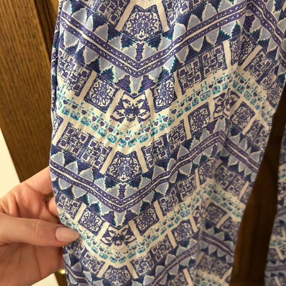 Victoria’s Secret Blue Purple and White Patterned Drawstring Pajama Pants XS - Picture 2 of 8